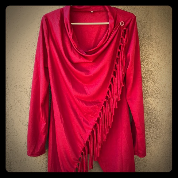 Wrap-Fringed Cardigan - Picture 1 of 4